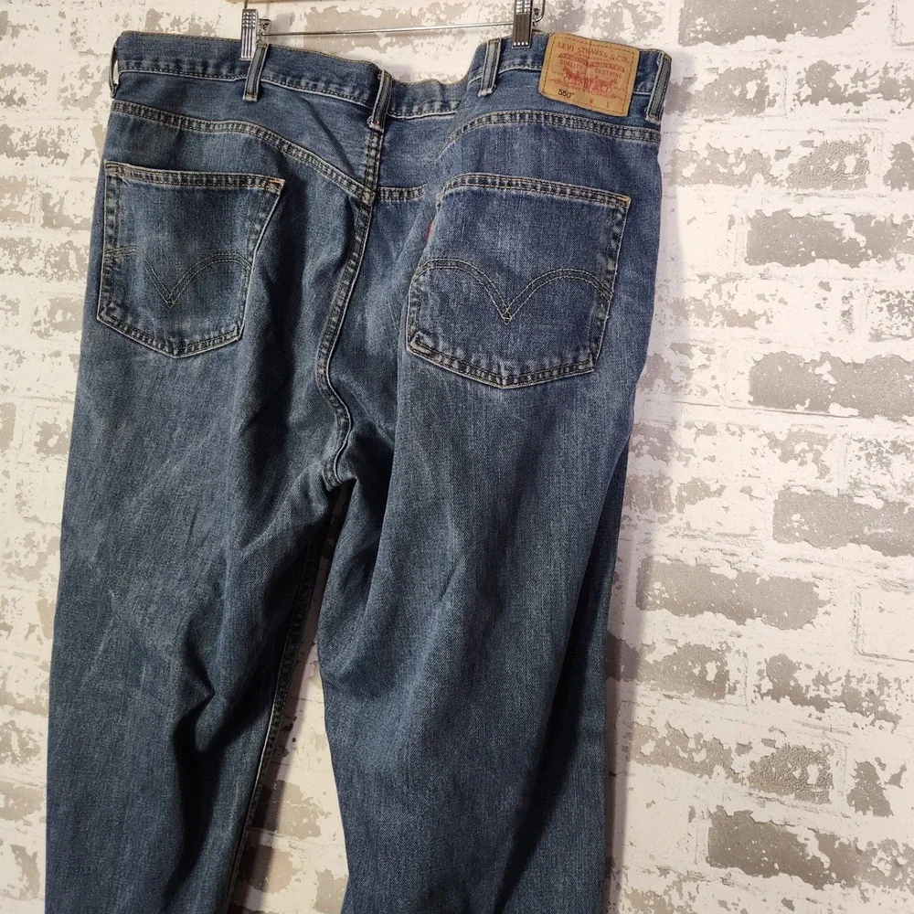 Levi's 550 Relaxed Fit Straight Blue Denim Jeans Men Big & Tall 46x30 Light Wash